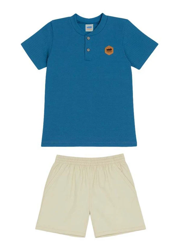 Marlan - Conjunto Camiseta e Bermuda em Sarja Azul