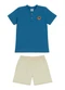 Marlan - Conjunto Camiseta e Bermuda em Sarja Bege - variação: Azul