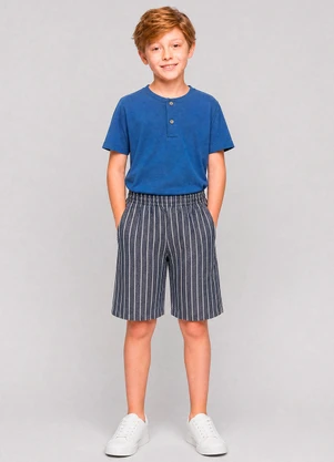 Marlan - Conjunto Camiseta e Bermuda em Sarja Azul - MARLAN