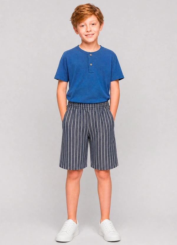 Marlan - Conjunto Camiseta e Bermuda em Sarja Azul