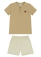 Marlan - Conjunto Camiseta e Bermuda em Sarja Bege - variação: Bege