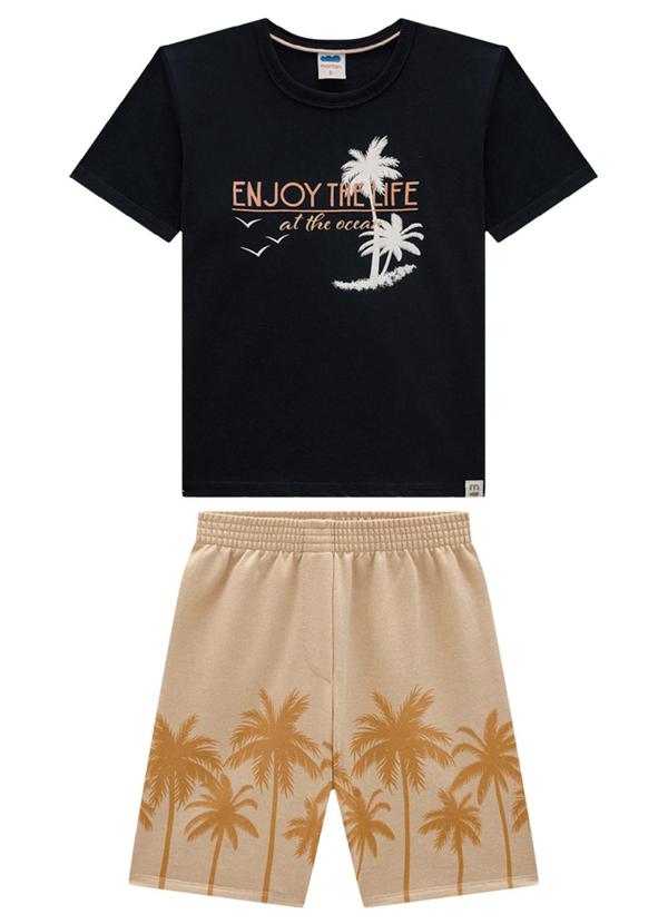 Marlan - Conjunto Camiseta e Bermuda Enjoy The Life Preto