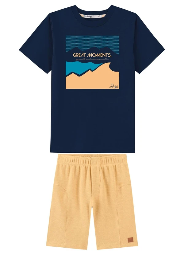 Ioluig - Conjunto Camiseta e Bermuda Estampa 3d Azul
