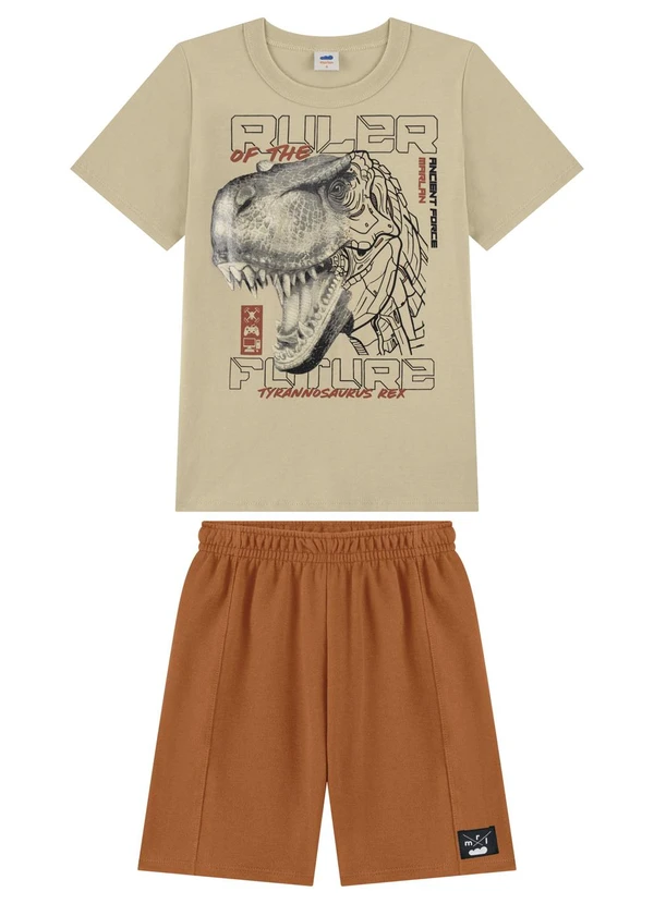 Marlan - Conjunto Camiseta e Bermuda Estampa Gel Bege