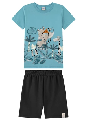 Marlan - Conjunto Camiseta e Bermuda Estampa Puff Azul - MARLAN