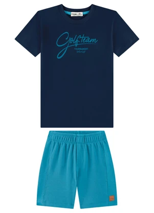Ioluig - Conjunto Camiseta e Bermuda Estampa Puff Azul - IOLUIG