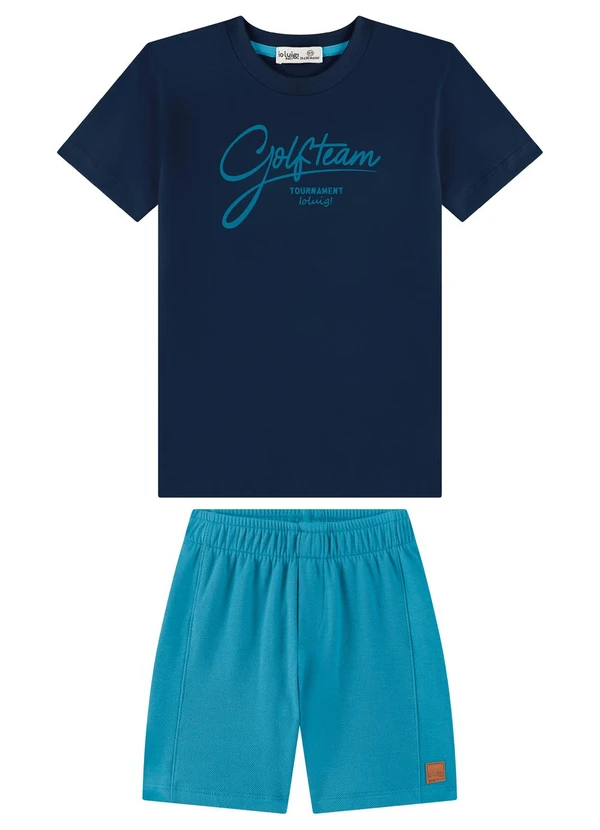Ioluig - Conjunto Camiseta e Bermuda Estampa Puff Azul
