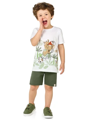 Marlan - Conjunto Camiseta e Bermuda Estampa Puff Branco - MARLAN