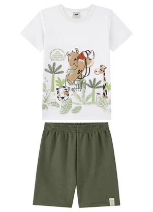 Marlan - Conjunto Camiseta e Bermuda Estampa Puff Branco - MARLAN