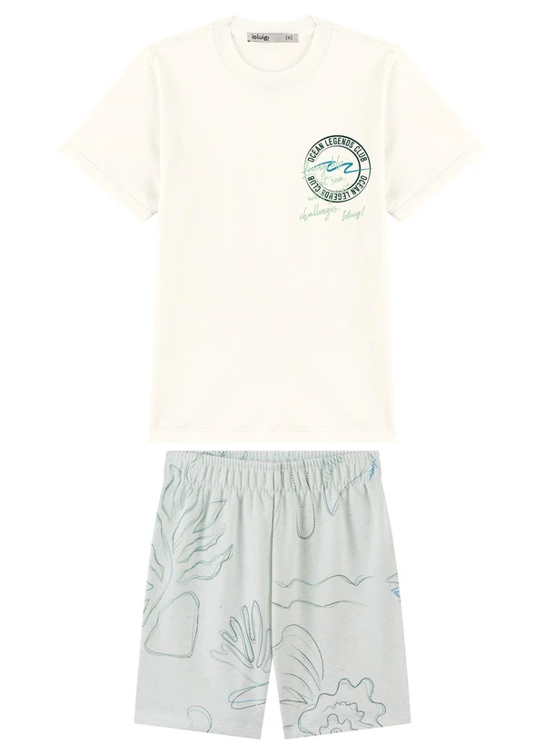 Ioluig - Conjunto Camiseta e Bermuda Estampada Bege