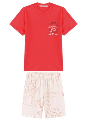 Ioluig - Conjunto Camiseta e Bermuda Estampada Vermelho - IOLUIG