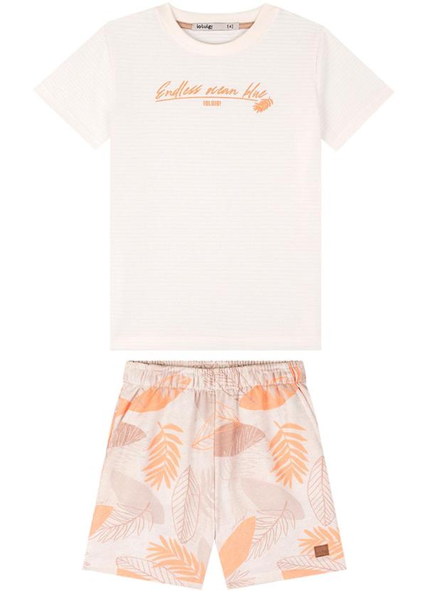 Ioluig - Conjunto Camiseta e Bermuda Folhagens Bege