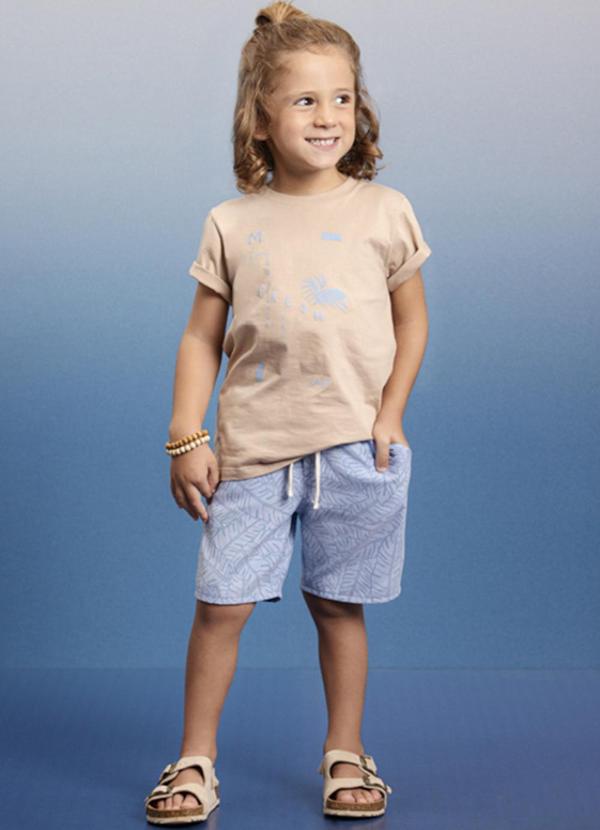 Ioluig - Conjunto Camiseta e Bermuda Folhagens Marrom