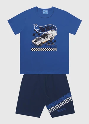 Fakini Kids - Conjunto Camiseta e Bermuda Hot Wheels Azul - FAKINI KIDS