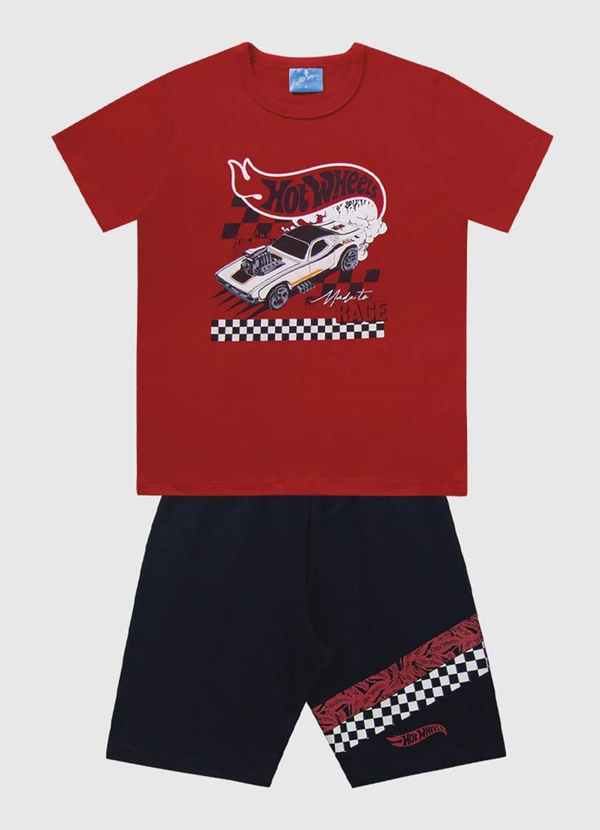 Fakini Kids - Conjunto Camiseta e Bermuda Hot Wheels Vermelho 4