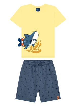 Ddk - Conjunto Camiseta e Bermuda Infantil Amarelo - DDK