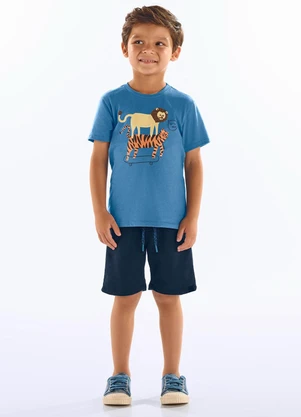 Up Baby - Conjunto Camiseta e Bermuda Infantil Azul - UP BABY