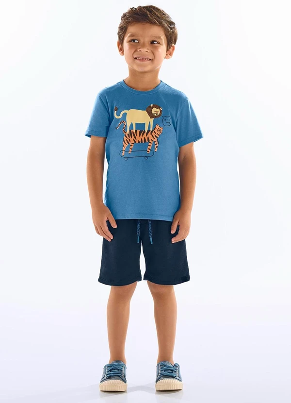 Up Baby - Conjunto Camiseta e Bermuda Infantil Azul