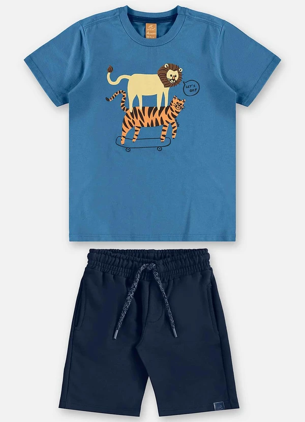 Up Baby - Conjunto Camiseta e Bermuda Infantil Azul 3