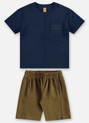 Up Baby - Conjunto Camiseta e Bermuda Infantil Azul - UP BABY