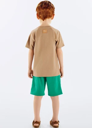 Up Baby - Conjunto Camiseta e Bermuda Infantil Bege - UP BABY
