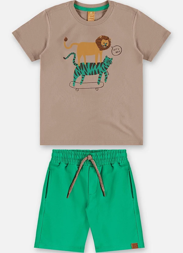 Up Baby - Conjunto Camiseta e Bermuda Infantil Bege 3