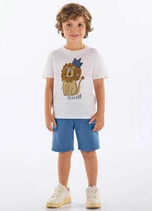 Up Baby - Conjunto Camiseta e Bermuda Infantil Bege - UP BABY