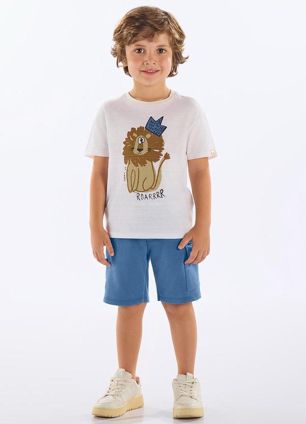 Up Baby - Conjunto Camiseta e Bermuda Infantil Bege