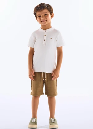 Up Baby - Conjunto Camiseta e Bermuda Infantil Bege - UP BABY