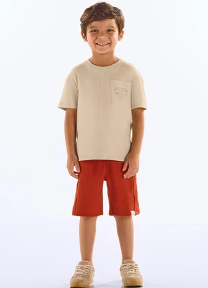 Up Baby - Conjunto Camiseta e Bermuda Infantil Bege - UP BABY