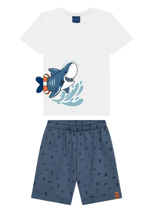 Ddk - Conjunto Camiseta e Bermuda Infantil Branco - DDK