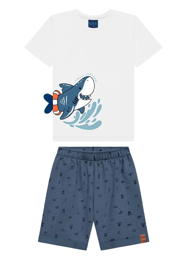 Ddk - Conjunto Camiseta e Bermuda Infantil Branco