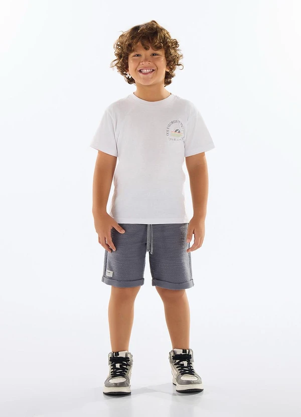 Quimby - Conjunto Camiseta e Bermuda Infantil Branco