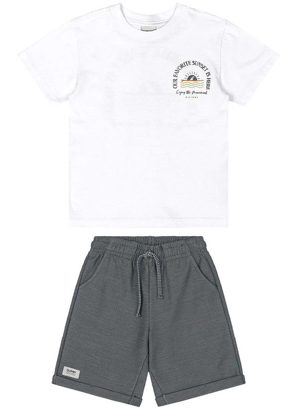 Quimby - Conjunto Camiseta e Bermuda Infantil Branco 3