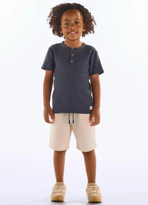 Up Baby - Conjunto Camiseta e Bermuda Infantil Cinza - UP BABY