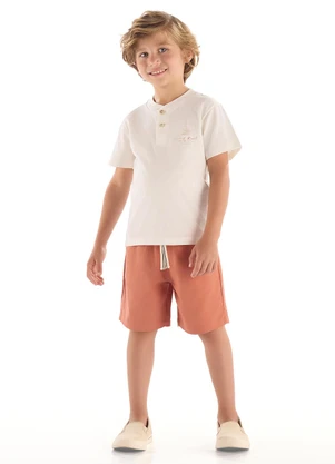 Quimby - Conjunto Camiseta e Bermuda Infantil Branco - QUIMBY