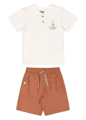 Quimby - Conjunto Camiseta e Bermuda Infantil Branco - QUIMBY