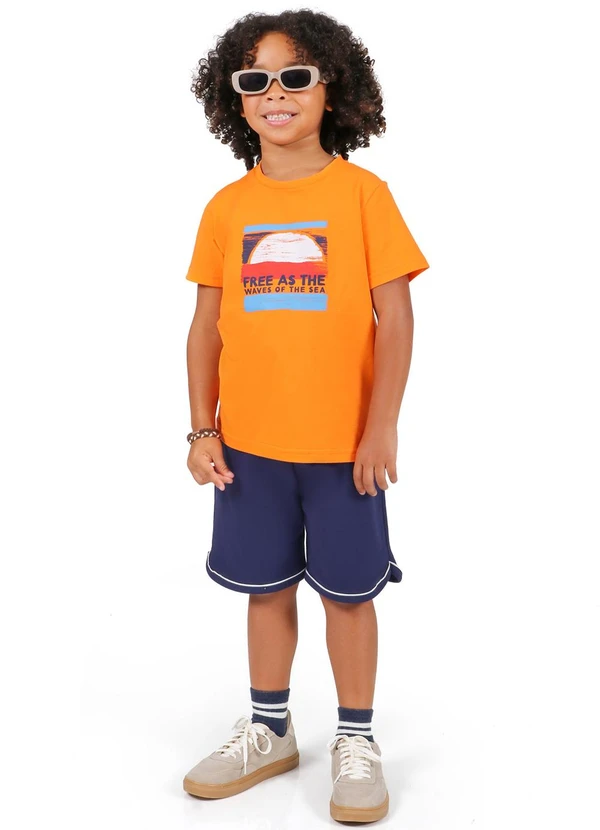 Tink Bink - Conjunto Camiseta e Bermuda Laranja