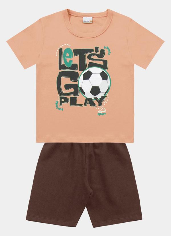 Fakini Kids - Conjunto Camiseta e Bermuda Laranja