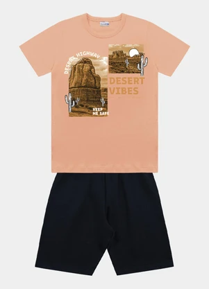 Fakini Kids - Conjunto Camiseta e Bermuda Laranja - FAKINI KIDS