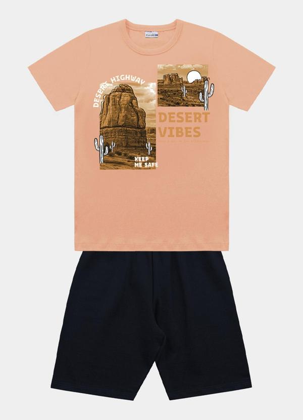 Fakini Kids - Conjunto Camiseta e Bermuda Laranja