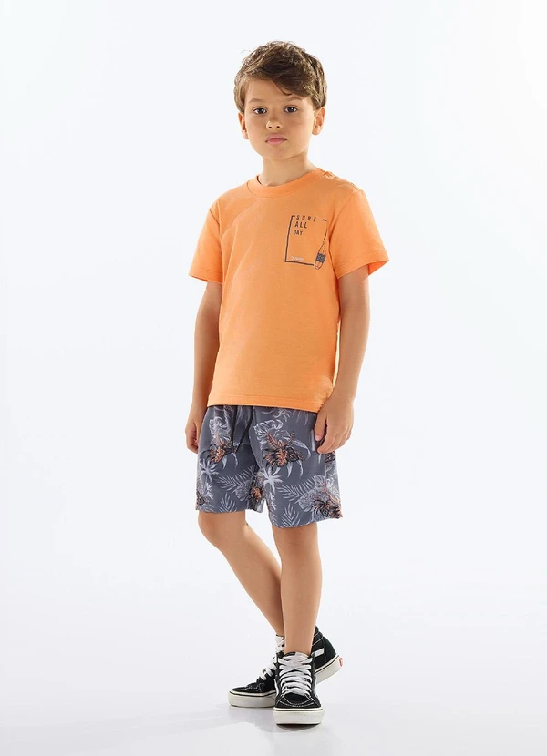 Quimby - Conjunto Camiseta e Bermuda Laranja