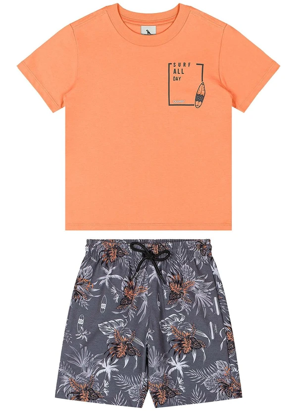 Quimby - Conjunto Camiseta e Bermuda Laranja 2