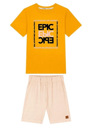 Ioluig - Conjunto Camiseta e Bermuda Linho Amarelo - IOLUIG