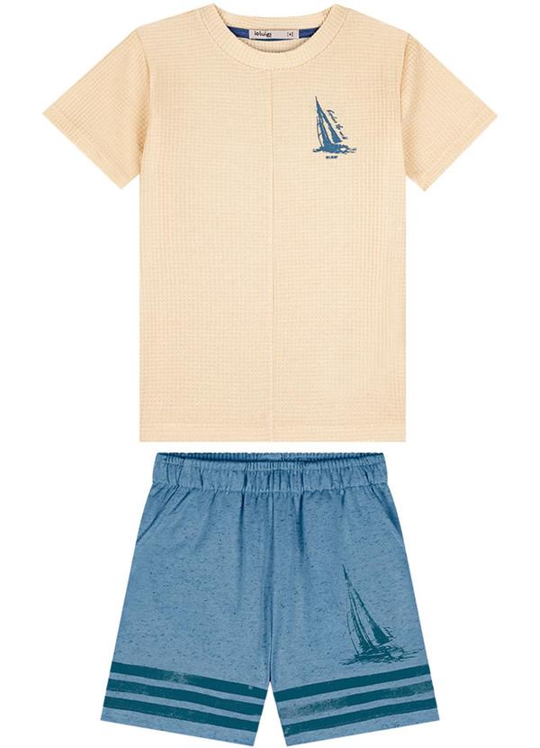 Ioluig - Conjunto Camiseta e Bermuda Linho Bege