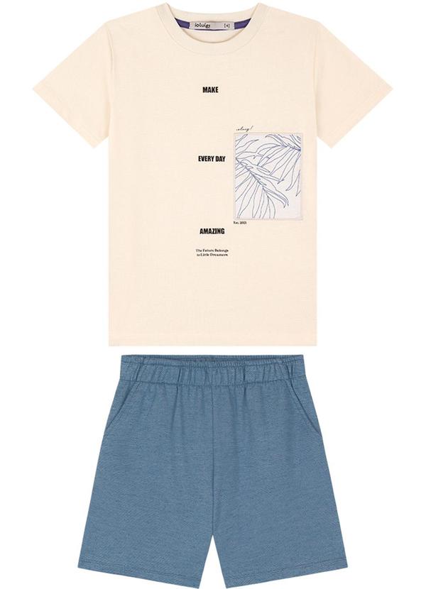 Ioluig - Conjunto Camiseta e Bermuda Linho Bege 2