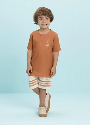 Ioluig - Conjunto Camiseta e Bermuda Linho Laranja - IOLUIG