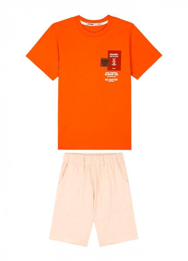 Ioluig - Conjunto Camiseta e Bermuda Linho Laranja 2