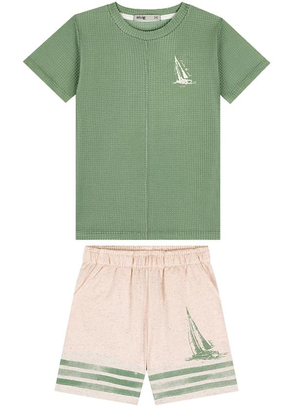 Ioluig - Conjunto Camiseta e Bermuda Linho Verde