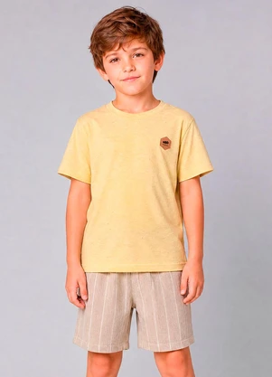 Marlan - Conjunto Camiseta e Bermuda Listrada Amarelo - MARLAN